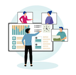 Work flow process concept. Team Collaboration Through Virtual Interface for Effective Project Management.