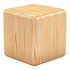 Smooth Wooden Cube with Natural Grain and Light Finish Design Isolated on transparent background