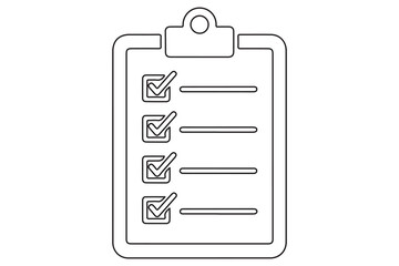 Continues line art illustration of a Checklist Clipboard icon vector illustration
