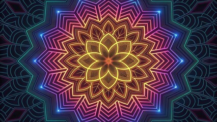 Intricate Geometric Patterns Resembling Neon Circuit Designs