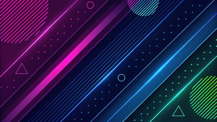Abstract Background with Vibrant Neon Stripes and Glowing Light Effects