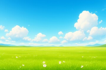 Fototapeta premium green field and blue sky