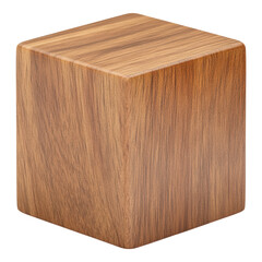 Brown Wooden Cube on a White  with Smooth Finish Isolated on transparent background