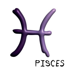 Obraz premium 3d pisces zodiac sign Esoteric symbol Astrology clipart Element for design