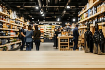 Wine store interior blurred background