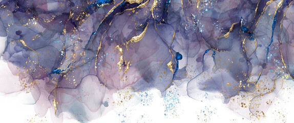 Alcohol ink abstract pattern in lavender-purple-pink accent, hand drawn, supplemented with gold, png file