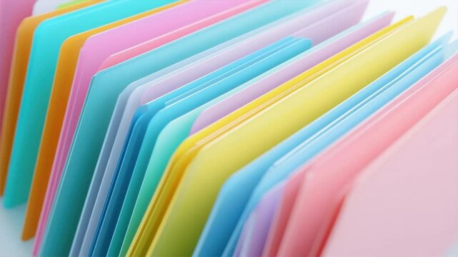 Colorful file folders arranged neatly, showcasing organization and productivity in a modern workspace.