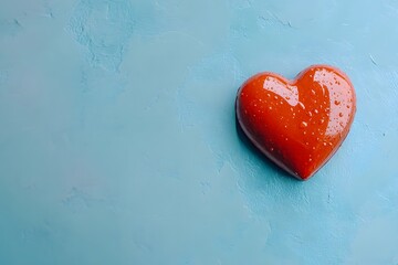 Obraz premium Red Heart Shaped Candy on Blue Background