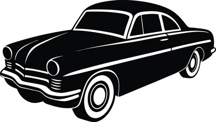 Vintage American car silhouette - 1950s cruiser, EPS JPEG PNG