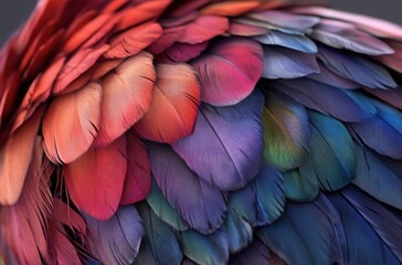 Obraz premium Close-up of a rainbow-colored parrot with vivid feathers and detailed textures