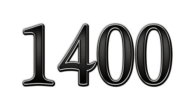 black metal 3d design of number 1400 on white background.
