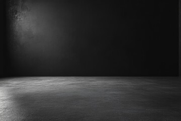 Empty room with concrete floor and dark walls