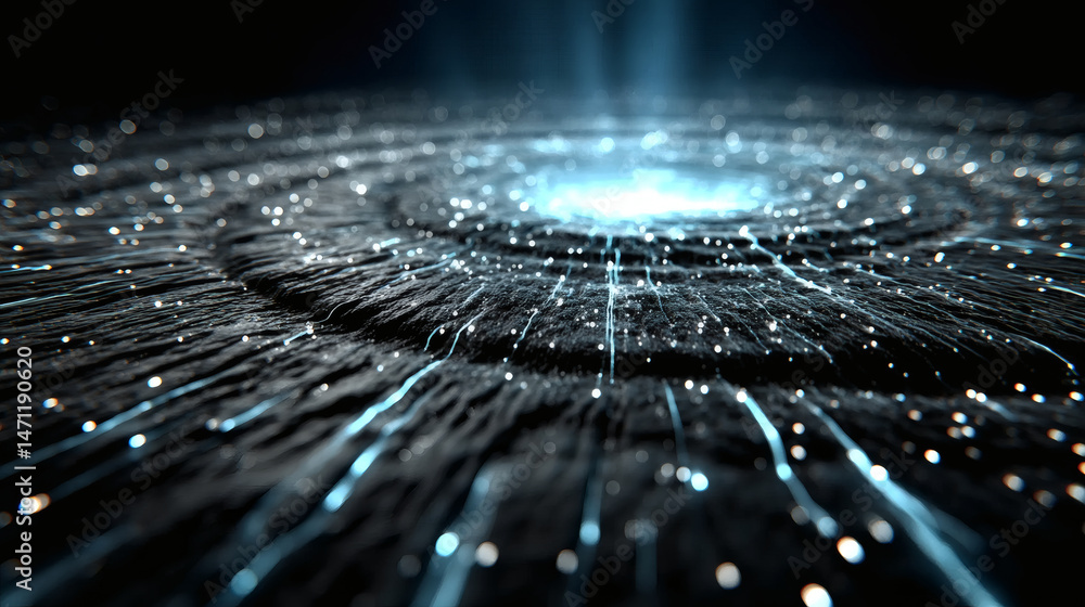 Poster futuristic radar interface animation digital space visual content high-tech environment abstract vie