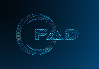 FAD low poly letter logo vector design. FAD lower poly logo design.