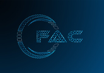 FAC low poly letter logo vector design. FAC lower poly logo design.