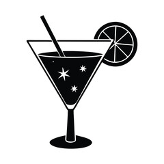 Cocktail silhouette vector.