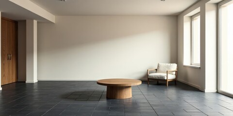 Modern Minimalist Interior Design A Serene Space with Natural Light and Wooden Accents