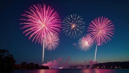 Spectacular burst of colorful fireworks against a night sky , pattern, orange, illumination