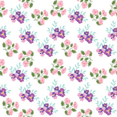 Colorful blossom for fabric and background, seamless pattern.