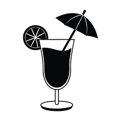 cocktail with umbrella and lime