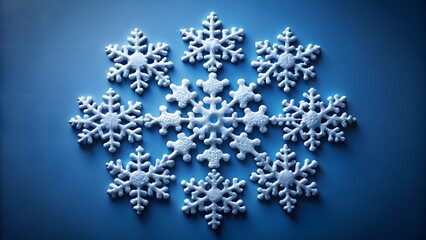 Silver Snowflake Arrangement on Blue Background