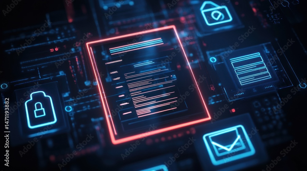 Aufkleber abstract futuristic digital interface glowing lines security data