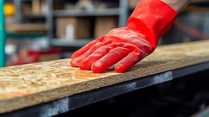 Close up of moisture-resistant sheathing board being applied over insulation on a commercial building clean cuts precise alignment