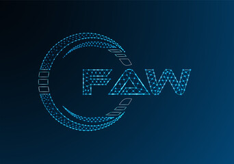 FAW low poly letter logo vector design. FAW lower poly logo design.