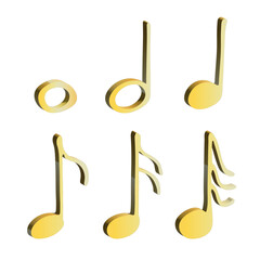 Set of 3d music note. Hand drawn musical symbol. Elements for print, web, design, decor, logo