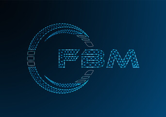 FBM low poly letter logo vector design. FBM lower poly logo design.