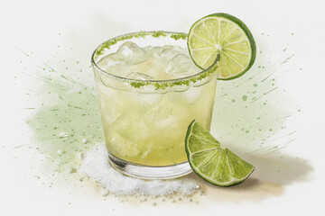 Refreshing Margarita with Fresh Lime and Salt Rim
