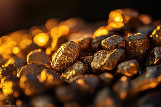 Gold nuggets illuminated