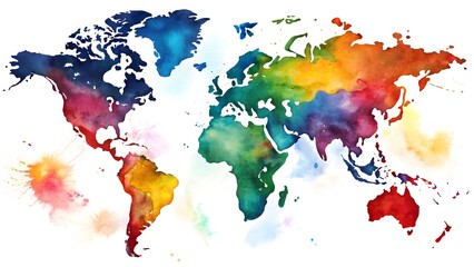 Naklejka premium Watercolor World Map