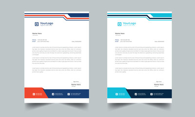 Letterhead template design Corporate modern letterhead design bundle template with blue color. creative modern letterhead design template for your project.