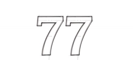 Obraz premium Two digit number 77 on white background