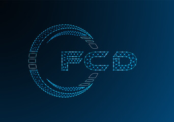 FCD low poly letter logo vector design. FCD lower poly logo design.