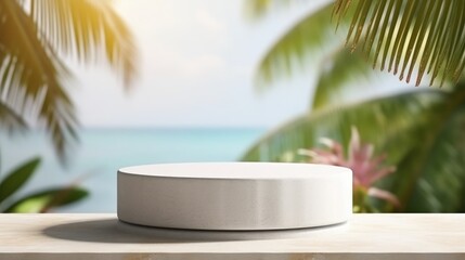 Fototapeta premium White Pedestal on Tropical Beach