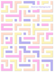 Abstract geometric maze background. Colorful interlocking shapes design. Vibrant retro style background. with color pastel, unique and interesting.