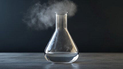 Transparent Laboratory Flask Containing Acetic Acid Solution .