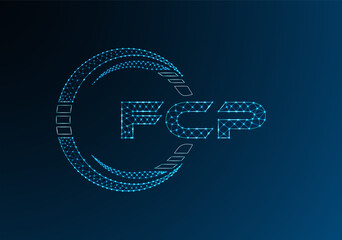 Naklejka premium FCP low poly letter logo vector design. FCP lower poly logo design.