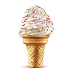 Whipped cream ice cream cone, topped with colorful sprinkles