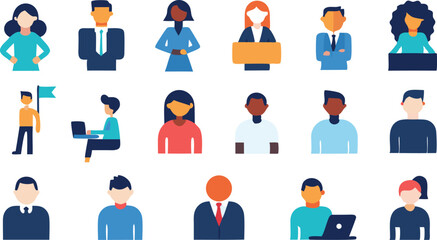 Human Resources Concept Illustrations Depicting Teamwork and Business Management Scenarios