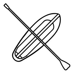 Kayak Paddle Silhouette, Minimalist Black and White Vector
