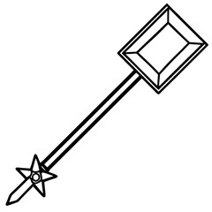  Magical Scepter Silhouette - Fantasy Wand with Star and Gemstone