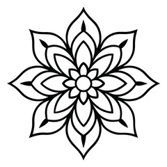 Floral Mandala Silhouette ,Black and White Vector