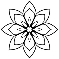 Floral Mandala Silhouette ,Black and White Vector