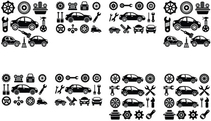 Car service icon set, vector illustration, contains transparencies.