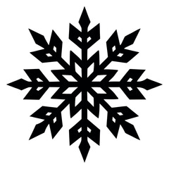 Minimalist Black and White Abstract Snowflake with Geometric Winter Pattern
