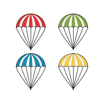 parashoot on the sky white background vector art illustration