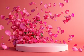 Obraz premium Pink Rose Petals on Platform